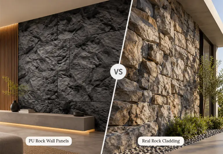 PU Rock Wall Panels vs Real Rock Cladding: What Changes for a Refurbishment Project?